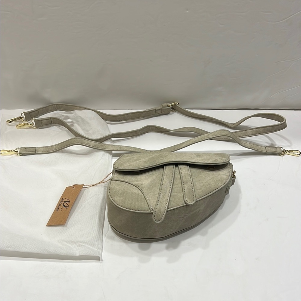 Gray Crossbody Bag with Detachable Straps and Soft Structure